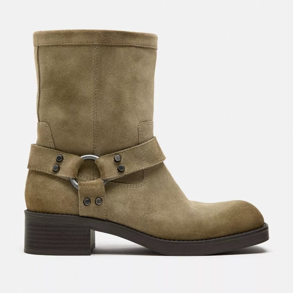 NWT ZARA suede biker ankle boots women US 6